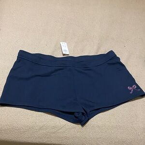 Hollister Navy Athletic Shorts with Pink Bow